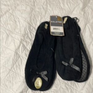 Gold Toe Black Ballet Flats